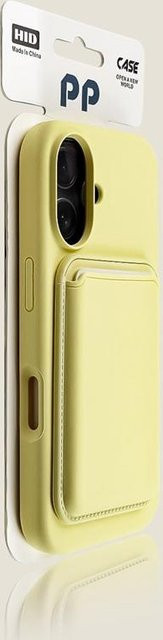 SLWIKERS MagSafe Handyhülle mit Flüssigsilikon-Geldbörse und Kartenhalter für iPhone 17 16 15 14 13 12 11 Pro Max 16e in Gelb - Bild 1