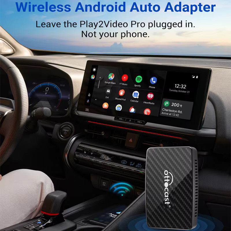 OTTOCAST Wireless CarPlay Android Auto Adapter Ai Box mit Youtube Netflix Tiktok und IPTV in Schwarz für Autos mit kabelgebundenem CarPlay - Bild 5