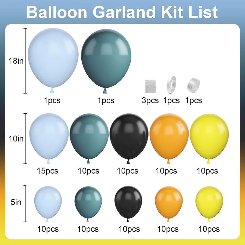 Mehrfarbige Ballon-Girlande in Blau, Gelb, Schwarz und Grau als Party-Dekoration für Kindergeburtstage oder Gender Reveal Partys - Bild 3