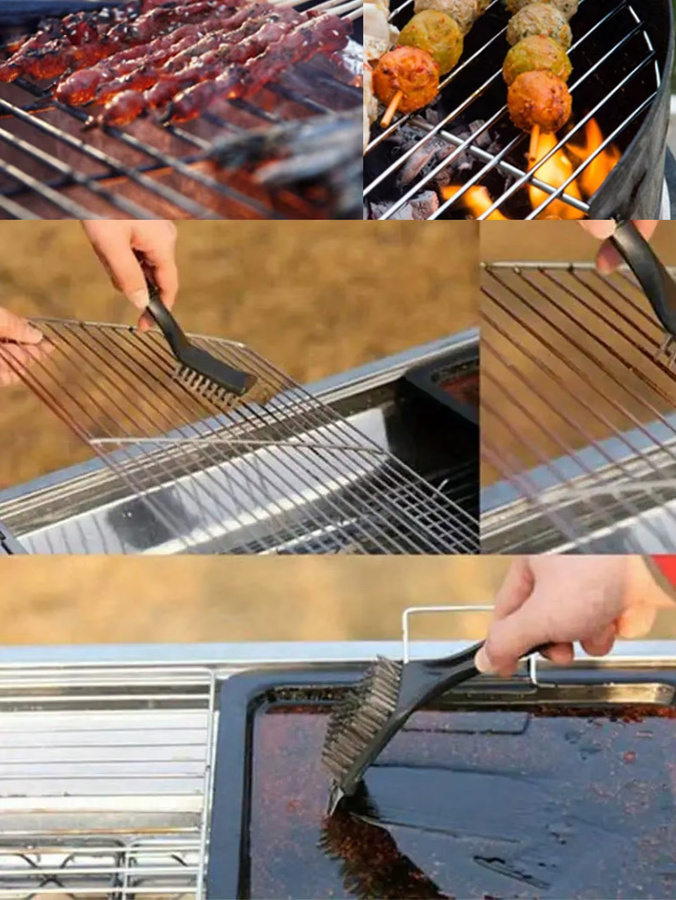 Reinigungsbürste aus schwarzem Edelstahl für Grillgitter und Haushalt - Bild 5