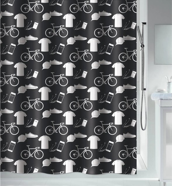 Spirella Duschvorhang Patchwork Schwarz B: 120 cm, H: 200 cm - Bild 1