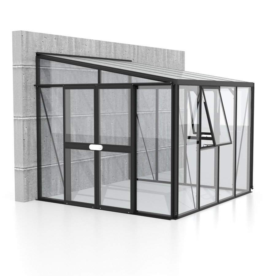 Vitavia Anlehn-Gewächshaus Athena 7000 in Schwarz mit Pultdach und Polycarbonat-Verglasung, 7 m² - Bild 3
