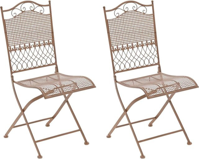 CLP 2er Set klappbare Gartenstühle Kiran aus Eisen im Jugendstil mit Gittermuster - Bild 1