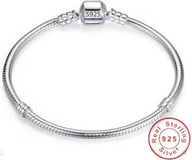 Allbestart Charm Armband, 925 Silber, Herzförmige Schlangenkette, Damen - Bild 1