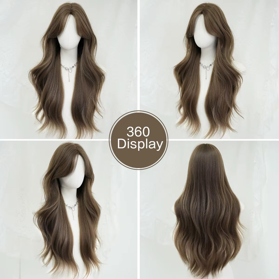 7JHH WIGS Perücke für Damen, braun, lang, glatt, synthetisch - Bild 4