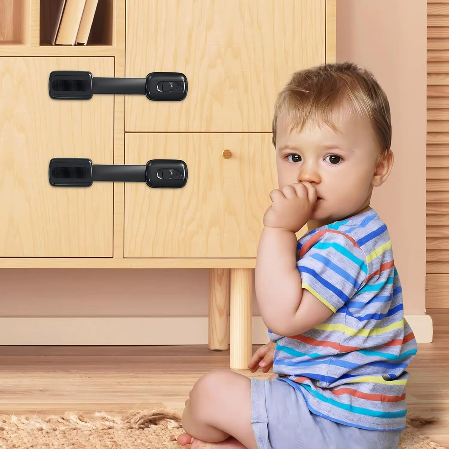 Baby-Sicherheitsschlösser von 3M in Schwarz für Schränke, Schubladen, Öfen und Toiletten mit starkem Kleberiegel - Bild 3