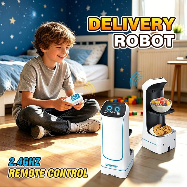CONUSEA Essenslieferroboter, RC-Auto, ferngesteuert, mit Sound und Licht - Bild 1