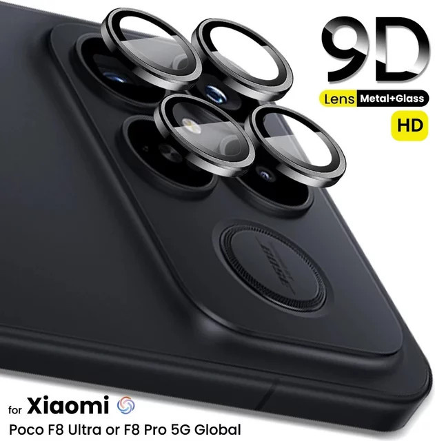 Xiaomi Poco F8 Ultra und Poco F8Pro Kamera-Schutzfolie mit 9H Ultra HD 3D Metallring in Schwarz - Bild 1