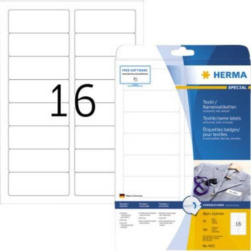 Herma Namens- und Textiletiketten Acetatseide Weiß, 320 Stück, B: 88,9 mm, H: 33,8 mm, A4, für Laserdrucker, wiederablösbar - Bild 1