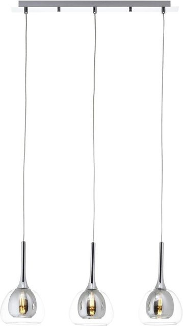 Brilliant Pendelleuchte Hadan 3-flammig in Chrom und Rauchglas mit E14 Fassung, B/H/T: 66 x 120 x 16 cm - Bild 1