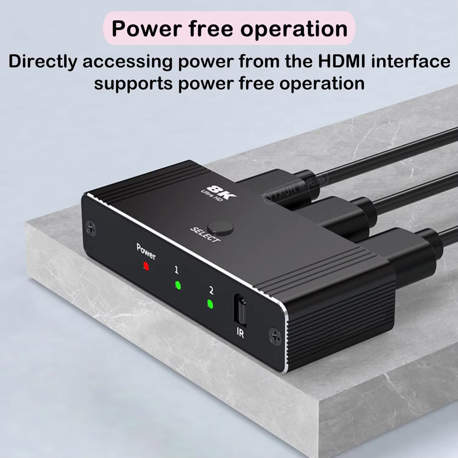 Konsenda Bidirektionaler HDMI 2.1 Switcher 2 in 1 Out, 8K@60Hz und 4K@120Hz, 48Gbps, Schwarz, mit Fernbedienung für Laptop, PC, Xbox und PS5 - Bild 4