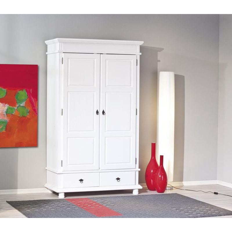 Kleiderschrank Danz Inter Link aus Massivholz Weihrauchkiefer in Weiß mit integrierten Schubladen B/H/T: 116 x 199 x 57 cm - Bild 3