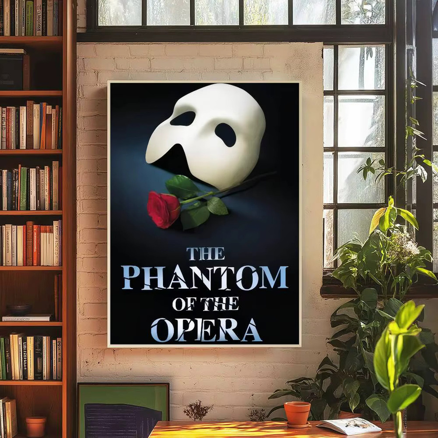 Selbstklebendes Poster im Vintage-Stil zum Film Das Phantom der Oper als Wanddekoration mit Typografie-Grafik in Mehrfarbig - Bild 4
