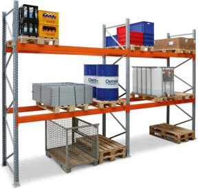 Regalwerk ARTUS-Palettenregal Grundfeld 3000-3 in Grau und Orange mit 3 Ebenen, H x B x T: 550 x 287 x 80 cm - Bild 1