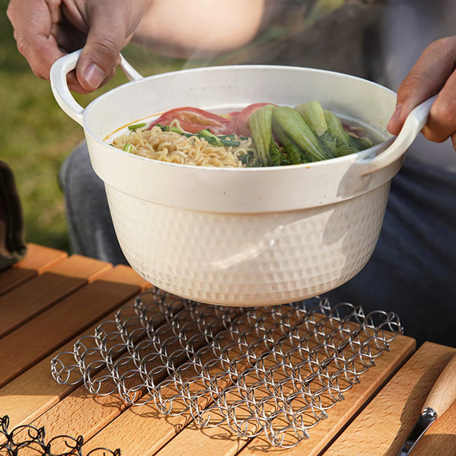 Hitzebeständiger Küchen-Untersetzer aus Edelstahl für heiße Gerichte und Outdoor-Camping in Silber oder Schwarz - Bild 3