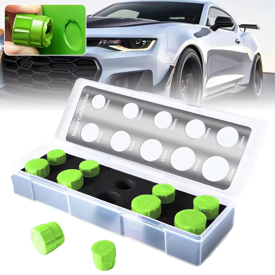 Vinyl-Schablonen-Set für Autofolien mit runden Knöpfen in Grün, präzise geschnittene Vorlagen für Werkzeuge, 16–25 mm - Bild 2