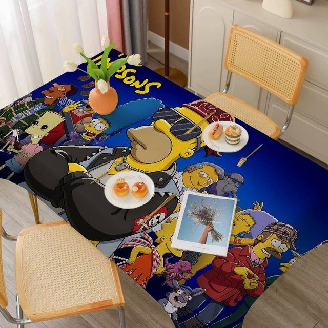 S-Simpson Wasserdichte rechteckige Tischdecke für Esszimmer und Partys - Bild 1