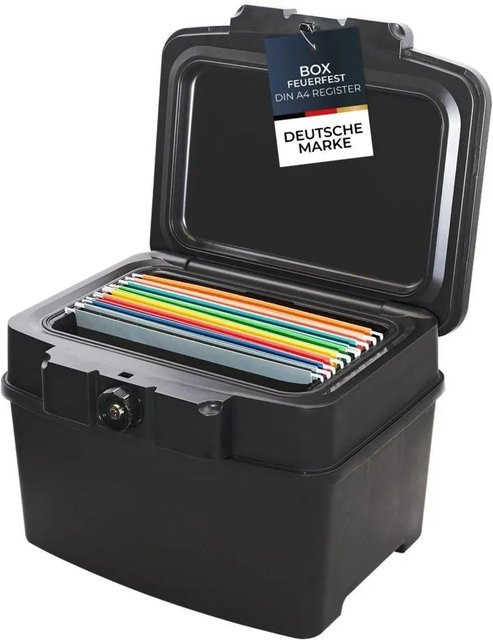HMF Dokumentenbox für Hängeregister DIN A4, feuerfest und wasserdicht, Schwarz, B/T/H: 44 x 34 x 33 cm - Bild 1