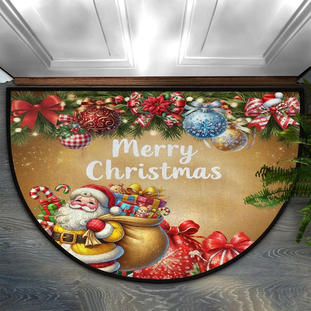 VIKAMA Weihnachtsmann Fußmatte, halbrunde Bodenmatte in Multicolour, rutschfest und waschbar, B/T: 60 x 40 cm - Bild 1