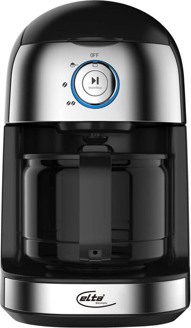 Elta Kaffeeautomat KM-500G mit Mahlwerk in Schwarz und Silber aus Edelstahl, Kunststoff und Glas, B/H/T: 24 x 27 x 17 cm - Bild 1
