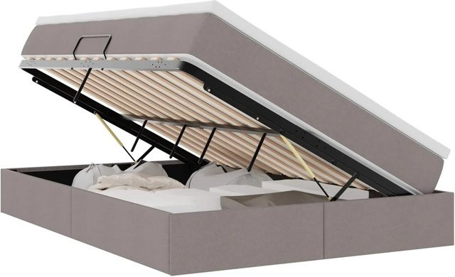 vidaXL Stauraumbett mit Matratze in Taupe, B/T/H: 140 x 200 x 280 cm - Bild 1