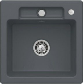 Villeroy & Boch Siluet 50 S Flat bündige Keramikspüle mit Ablagegarnitur und Excenterbetätigung in Graphite - Bild 1