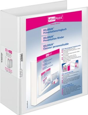 VELOFLEX VELODUR Ringbuch DIN A4 mit 4-Ring-Mechanik, Rückenbreite: 80 mm, weiß - Bild 1