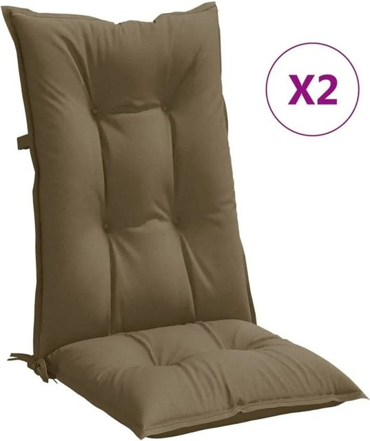vidaXL Hochlehner-Auflagen 2er-Set Melange Taupe, UV-beständig, B/T/H: 120 x 50 x 7 cm - Bild 1