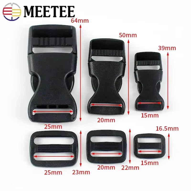 Meetee Kunststoff-Schnellverschlüsse und Zubehör-Sets für Taschenriemen mit Verstellringen, Tri-Glide-Schiebern und Hakenzubehör in 15mm, 20mm oder 25mm - Bild 3