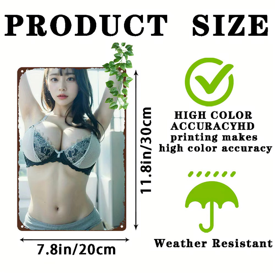 CIFBUY Anime Girl Retro-Metallschild als Vintage Aluminium-Wandkunst-Dekoration, Mehrfarbig, B: 20,3 cm, H: 30,5 cm - Bild 2