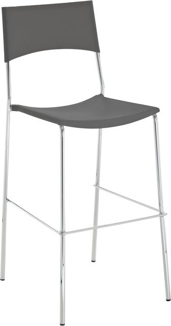 TPFLiving Barhocker Gent in Grau mit Metallgestell in Chromoptik und Kunststoff, stapelbar - Bild 1