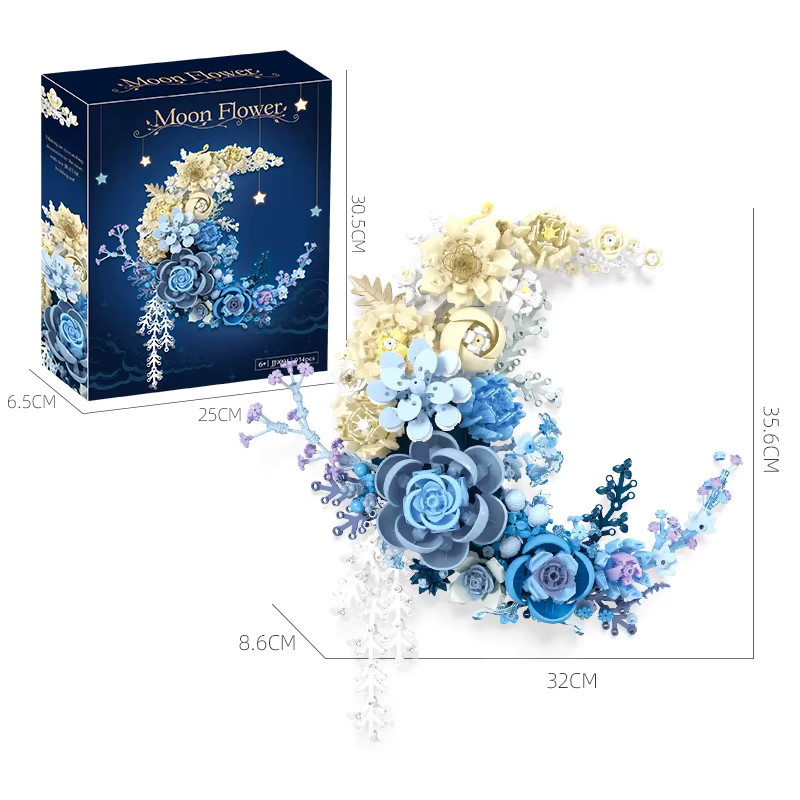 FINGERROCK Ewige Mond Blumen Bausteine DIY Rose Bouquet Wanddekoration Multicolor - Bild 5