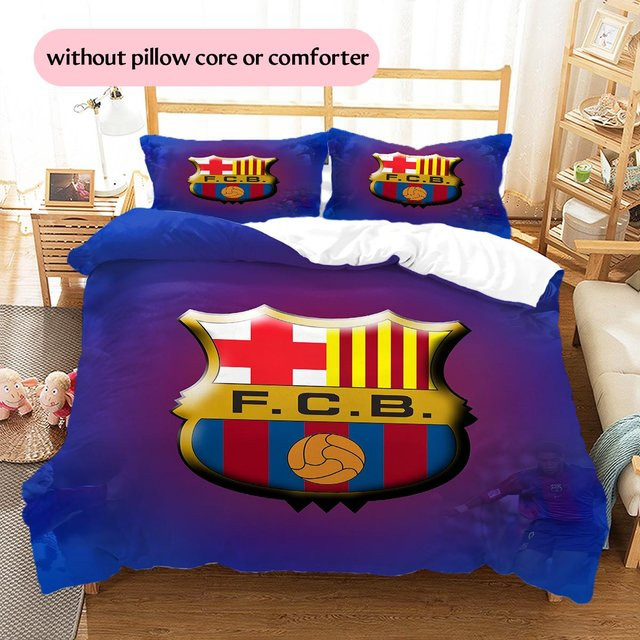 Barcelona Team Logo Muster Bettwäsche Set Blau, B/H: 250 x 220 cm - Bild 1