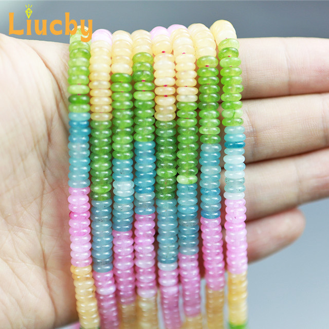 Liucby Perle, dreifarbiger Abakus-Abstandshalter, Bunt, Damenarmband, 15 Zoll, 6 mm - Bild 1