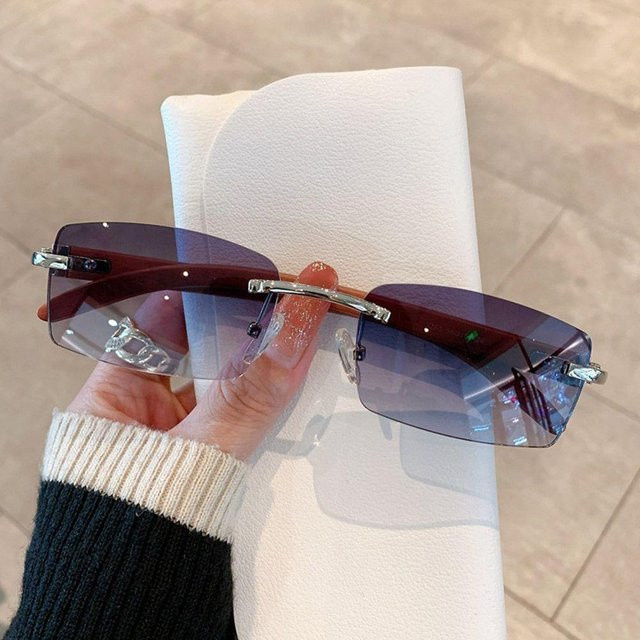 Yiran bag Sonnenbrille, randlos, rechteckig, Metal, Silver-Gradient Gray white, Unisex - Bild 1