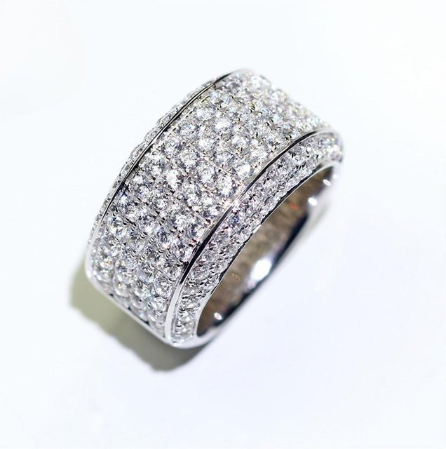 YIRAN Jewelry Herrenring, 18 Karat Weißgold, simulierter Diamant, No. 9 - Bild 1