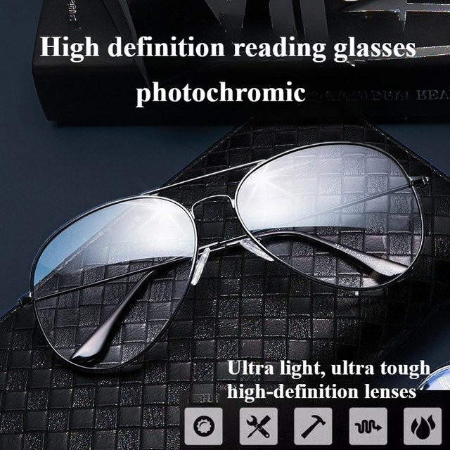 MDOD Progressive Multifokal-Lesebrille, Metall, Vollrand, Aviator, Herren - Bild 1