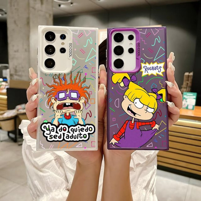 Stoßfeste Cartoon Rugrats Handyhülle aus glänzendem TPU für Samsung Galaxy S25 S24 S23 S22 S21 Ultra Plus 5G in Schwarz und Multicolour - Bild 1
