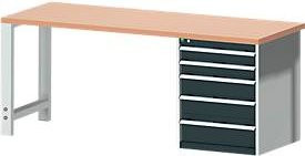 Werkbank cubio W-2077-11-2.34 in Anthrazitgrau mit Holzoberfläche, B/T/H: 200 x 120 x 75 cm - Bild 1