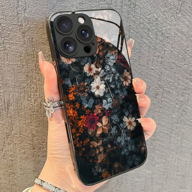 Handyhülle mit Retro Blumendruck für Samsung Galaxy S25 S24 S23 S22 S21 S20 S10 Ultra Plus FE in Multicolour aus Glas und Silikon - Bild 1