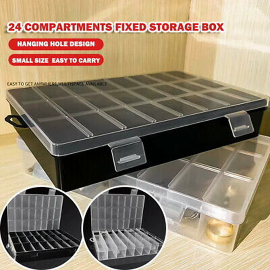VIBRATITE Kunststoff-Aufbewahrungsbox mit 24 verstellbaren Fächern, transparent - Bild 2