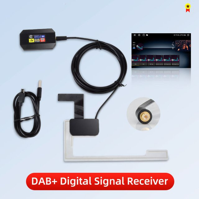 Junsun DAB+ Antenne mit USB-C-Adapter und GPS für Android Autoradios in Schwarz - Bild 1