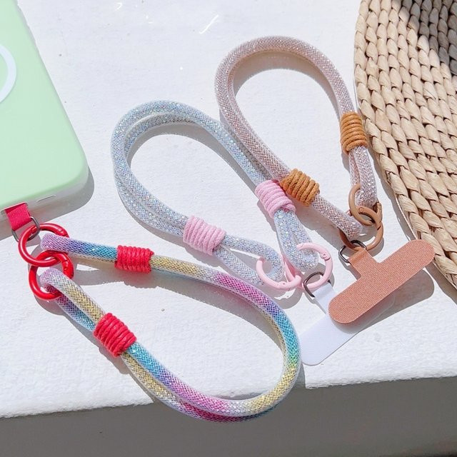 Longsheng Luxus Handy-Lanyard mit Volldiamant-Glanz und Mesh-Strass-Handgelenkband in Multicolour - Bild 1