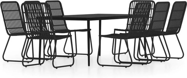 vidaXL 9-teilige Garten-Essgruppe aus PE-Rattan und Glas in Schwarz - Bild 1