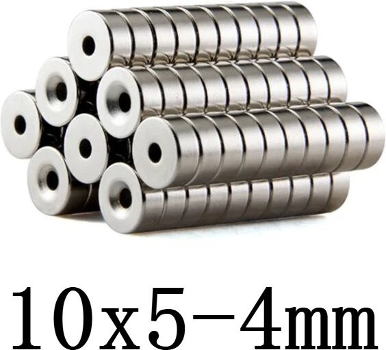 Runder superstarker Magnet in Silber mit Loch, Durchmesser: 10 mm, Höhe: 5 mm bis 4 mm - Bild 1