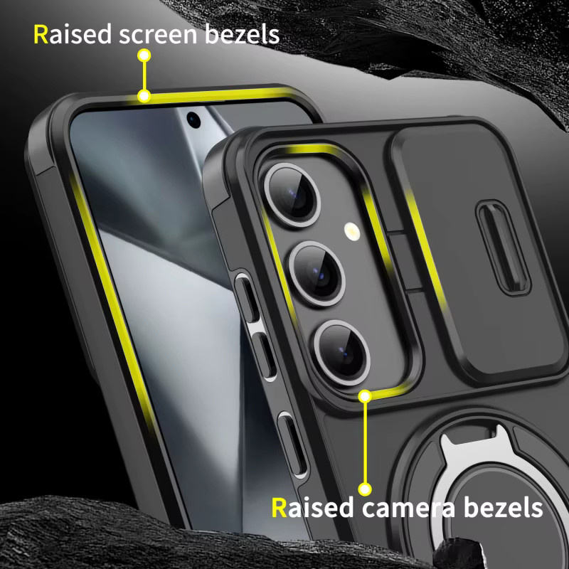 Magnetische Metall Ring Schutzhülle mit Slide Lens Schutz für Samsung Galaxy S25 S24 S23 S22 S21 Ultra S20 FE in Schwarz und Rot - Bild 5