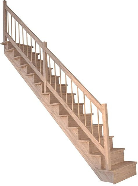 StarWood Treppe Lindos Pro Eiche Gerade in Braun mit Holz-Design-Geländer und Setzstufen - Bild 1