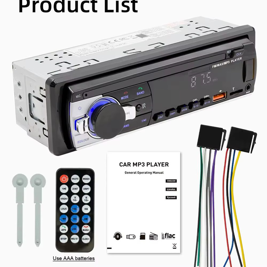 BQCC Autoradio Stereo-Player mit Bluetooth, MP3, USB und AUX-Eingang in Schwarz - Bild 5