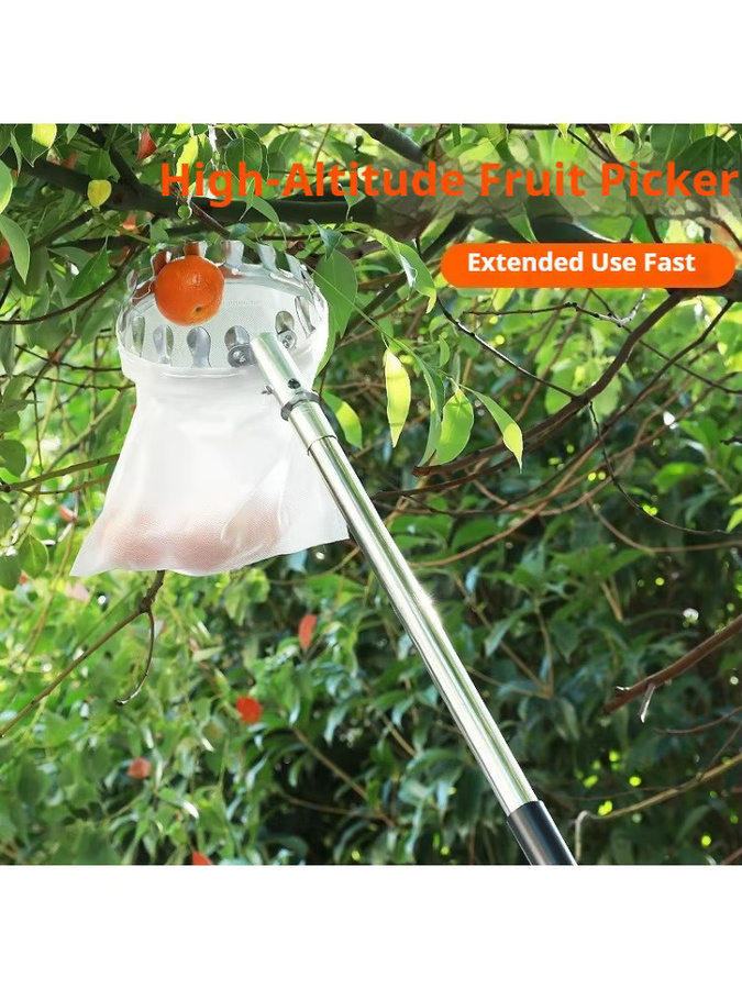 BEILU Obstpflücker mit Teleskopstange aus Metall in Silber für Äpfel, Mangos, Orangen, Birnen und Zitronen - Bild 7