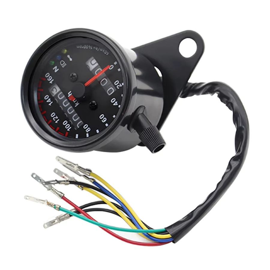APWIKOGER Universal Motorrad Tacho mit Kilometerzähler und Blinker- sowie Scheinwerferanzeige in Schwarz - Bild 2